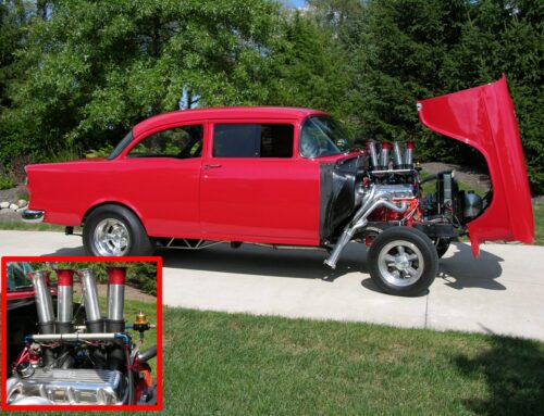 ’55 Chevy with big block Chevy and Kinsler EFI system