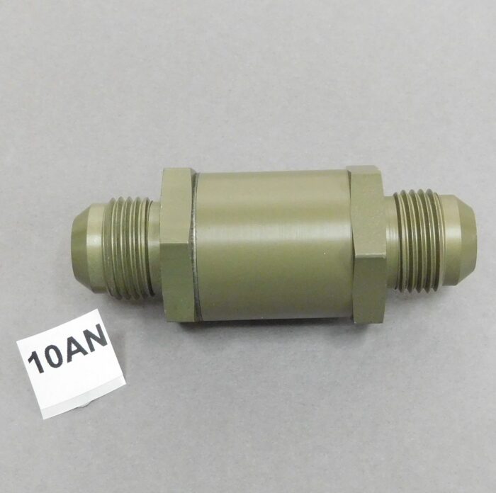 Flapper Check Valve 10AN male flare, Hard Anodized  aluminum